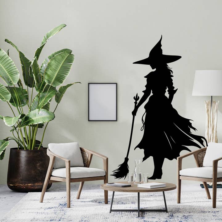 Silhouette-Fensteraufkleber „Böse Hexe“ – Halloween Hexen‑Schattenaufkleber für den Großhandel von Decords