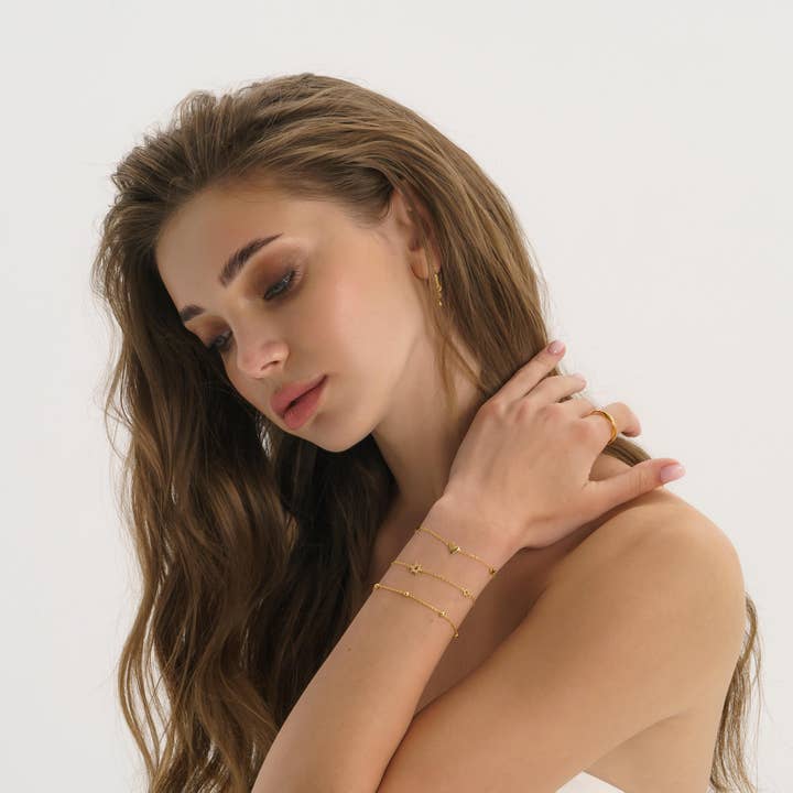 Dainty 14K Gold Beaded Bracelet for wholesale on Faire1