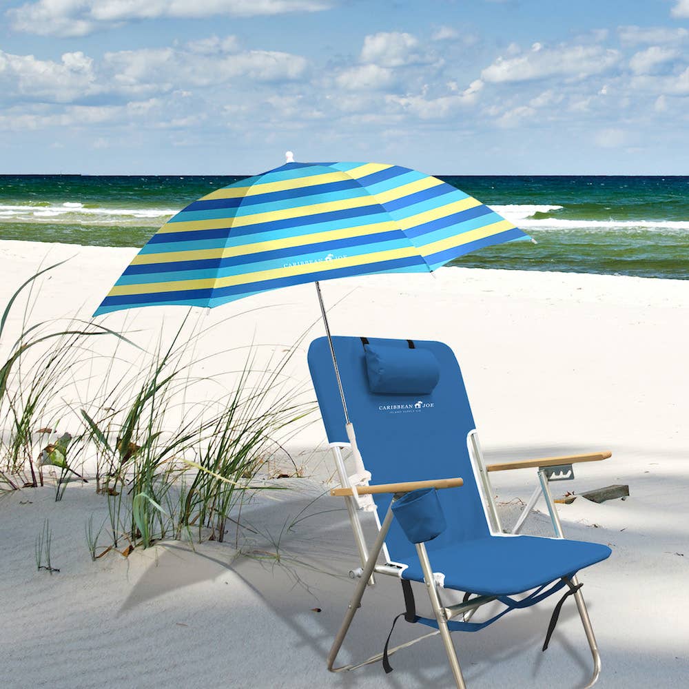 Chaby International - Wholesale Beach Umbrella - Caribbean Joe 48" Arc Clamp-On Beach Umbrella-Blue/Yellow St1