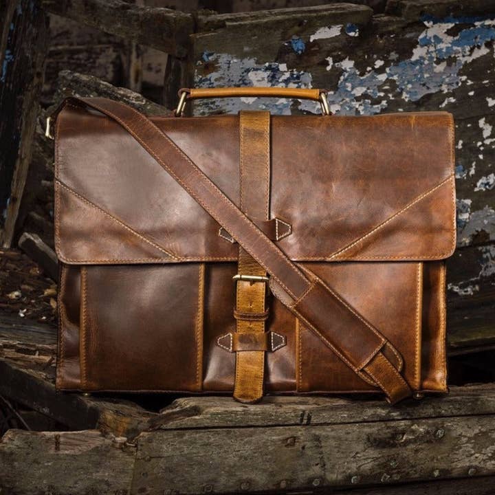 Leather Briefcase Mens Laptop Shoulder Bag Messenger Bag for wholesale by Kalating Leather UK
