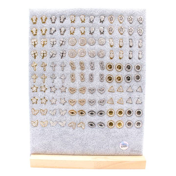 Confezione da 60 paia di orecchini in acciaio inossidabile per la vendita all'ingrosso da parte di Reference Mode