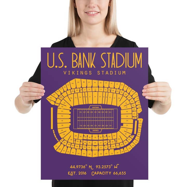 Affiche du Minnesota Vikings US Bank Stadium pour la vente par Stadium Prints by BTB