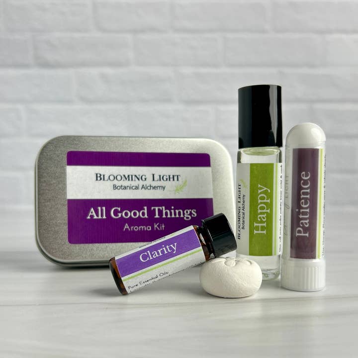All Good Things Aromatherapy Kit for wholesale by Blooming Light Botanical Alchemy, llc
