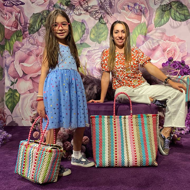 The Faria - Wholesale Beach Bag - Multi Color Ashley Handwoven recycled plastic beach Bags