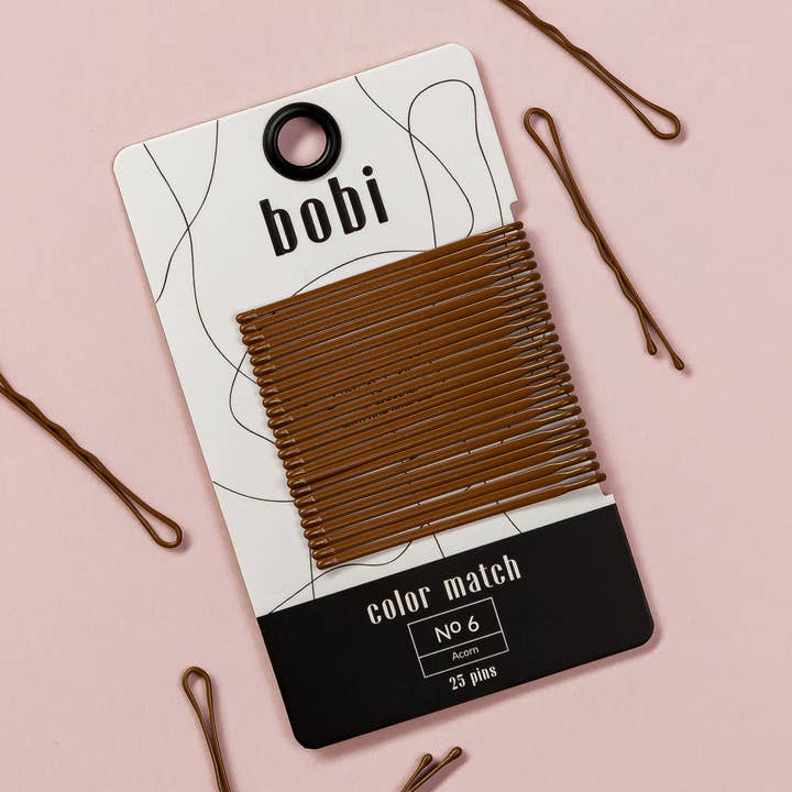 Acorn #6 Warm Brown Bobby Pins for wholesale by Bobi