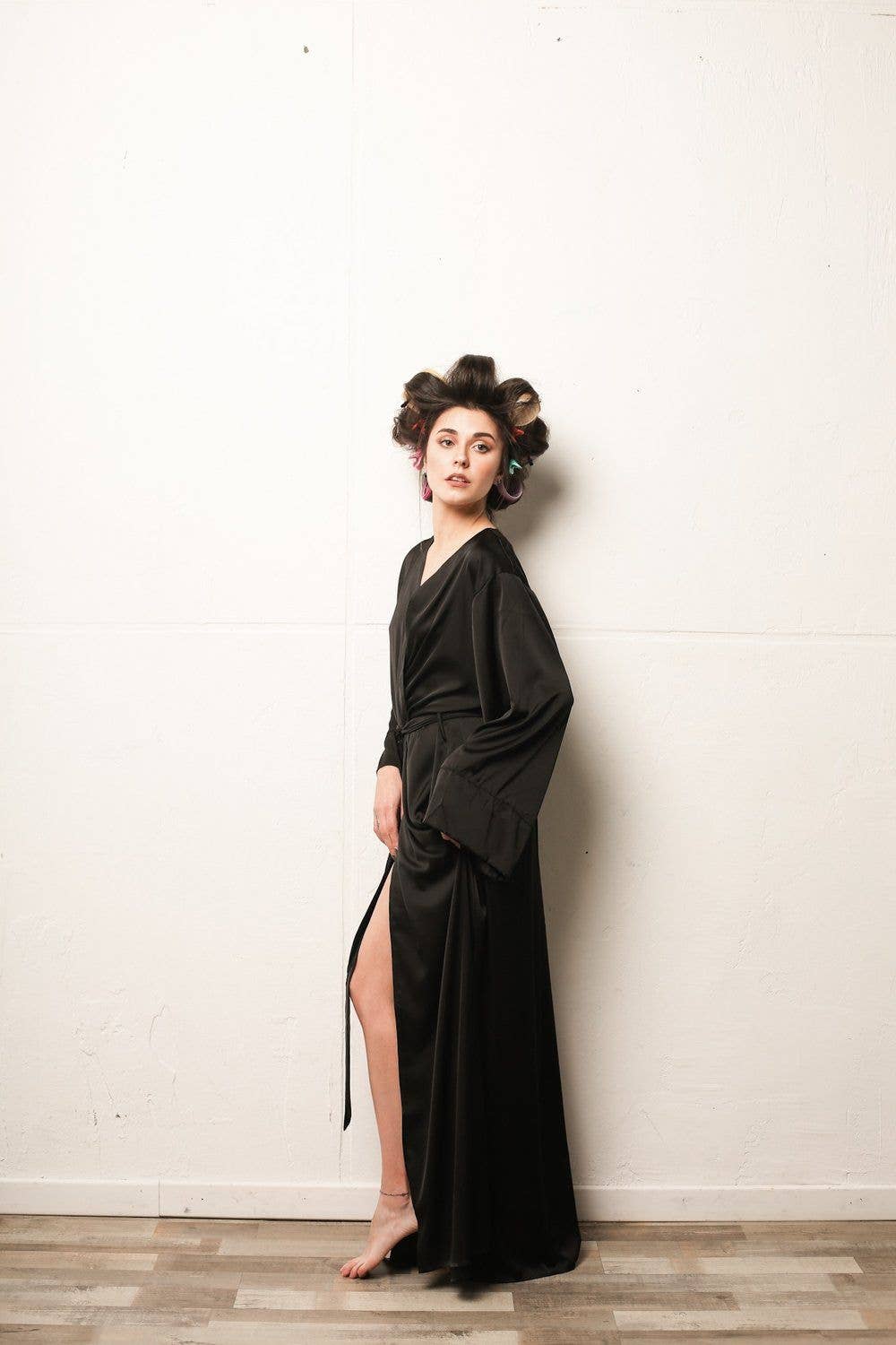 Angie's Showroom - Vente Peignoir – femme - Kimono long en soie4