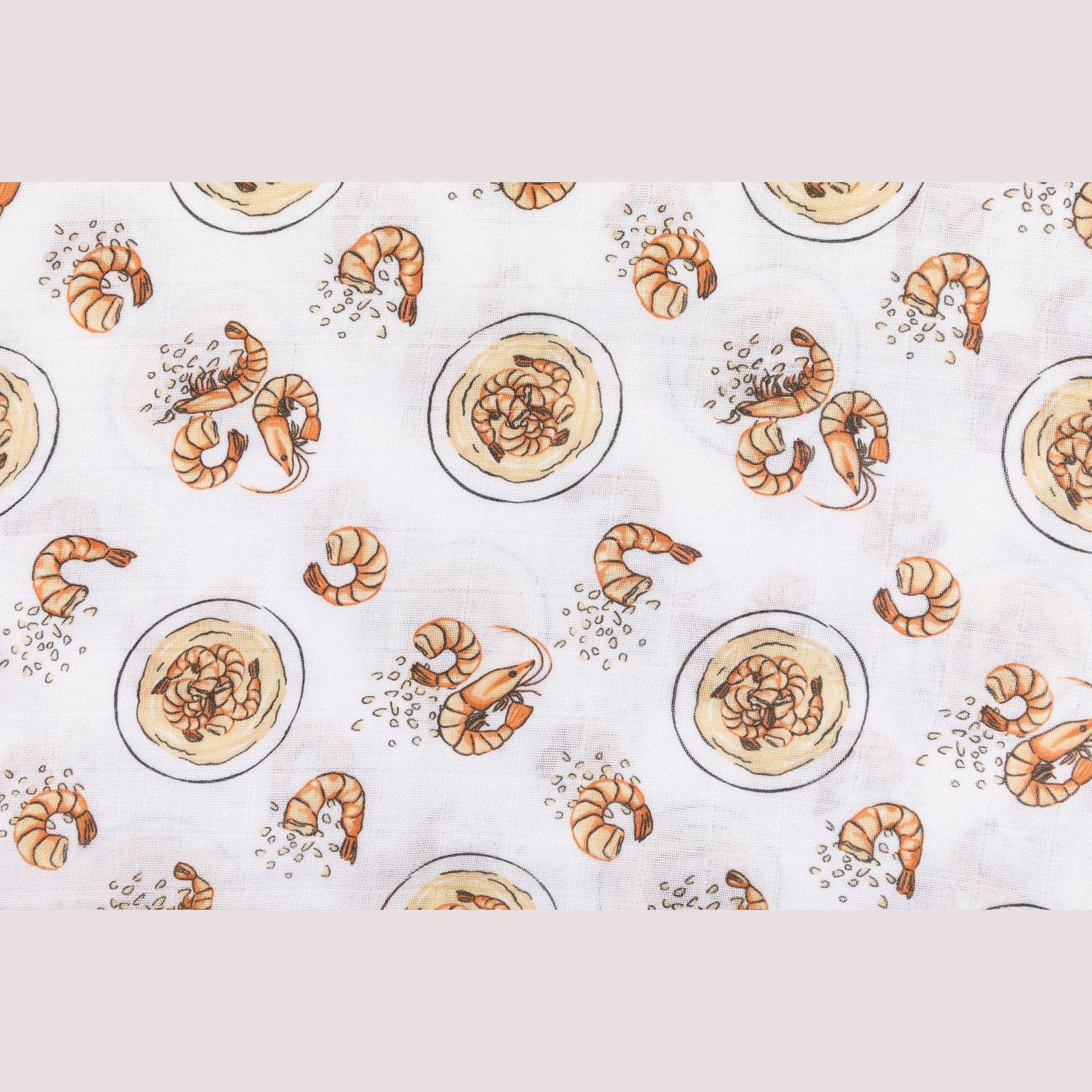 Little Hometown - Wholesale Swaddle - Baby - Shrimp and Grits Baby Muslin Swaddle Receiving Blanket6