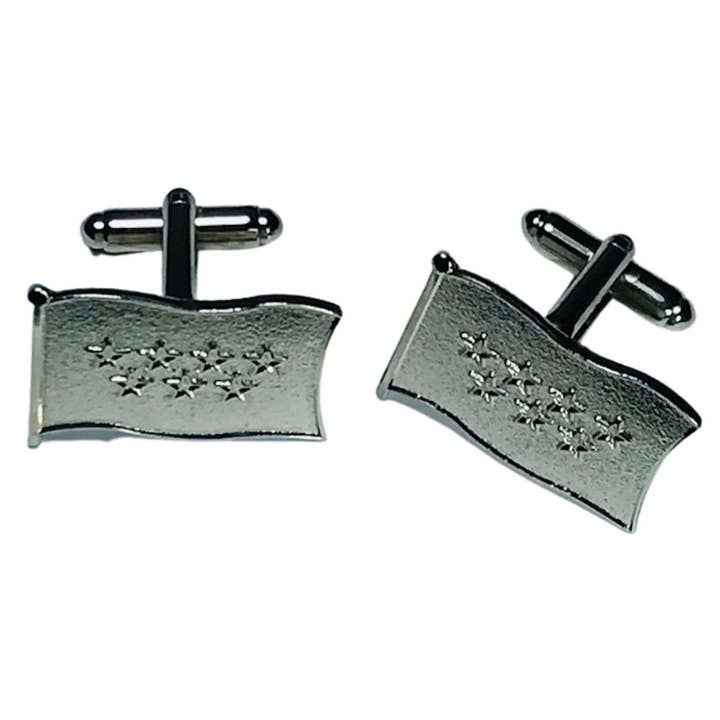 Silver Color Cufflinks - Flag of the Community of Madrid - Spain for wholesale by Astur Pins
