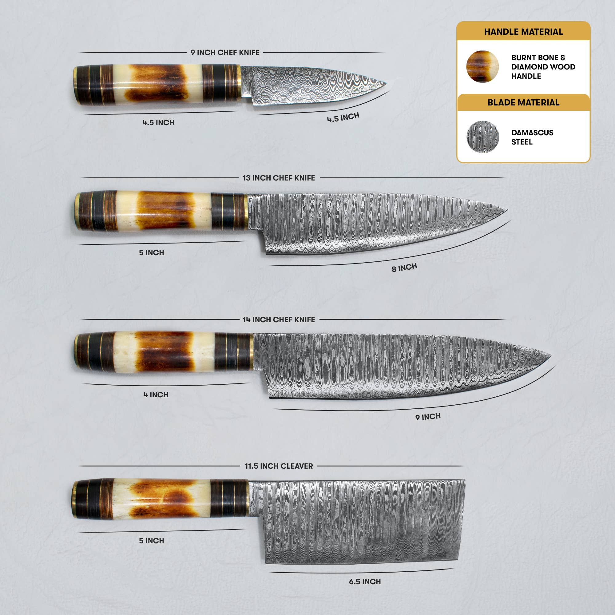 Titan International - Venta al por mayor Juego de cuchillos - Juego de cocina de 4 piezas/Con bolsa de transporte de piel1