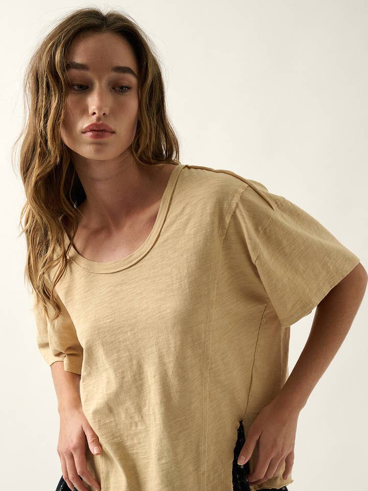 Promesa USA - Wholesale Knit top – Women's - Easy Fit Mineral-Wash Exposed Seam Slub Knit Tee15