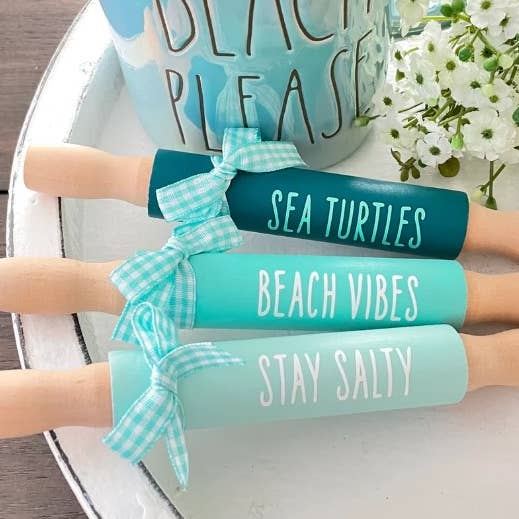 7” Sea Inspired Mini Rolling Pins, Farmhouse Tier Tray for wholesale by AH Designs 15