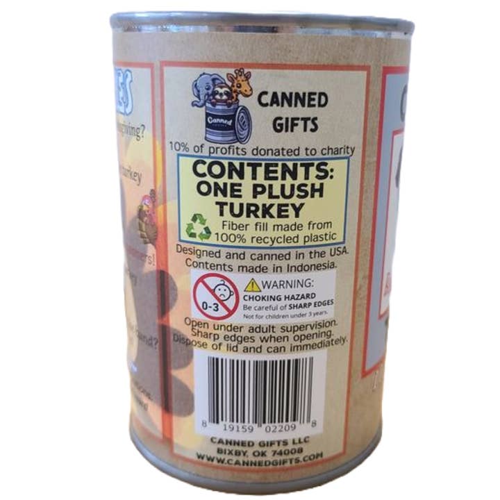 Canned Gifts - Wholesale Stuffed/Plush Toy - Kids & Baby - Canned Turkey - Thanksgiving Fall Plush Gift in Can w/Jokes4