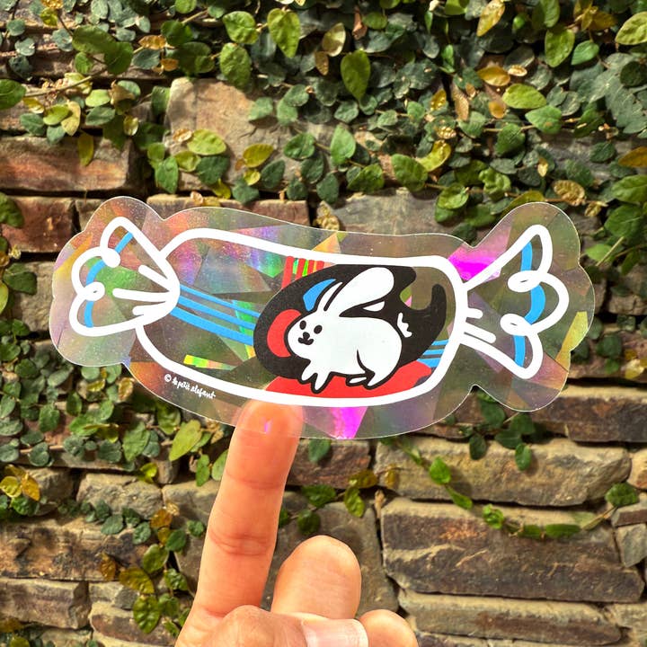 White Rabbit Suncatcher Rainbow Decal Sticker for wholesale by Le Petit Elefant