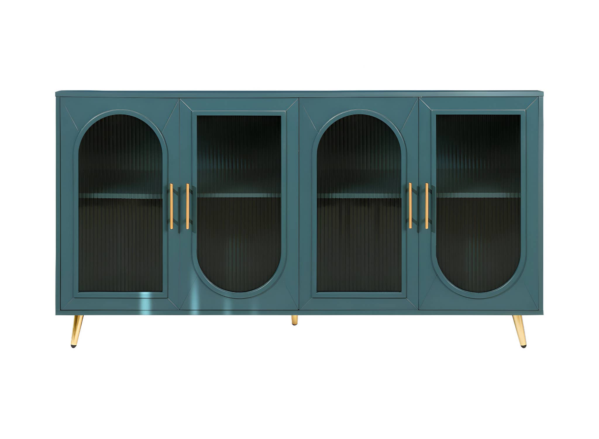 HomeRoots - Wholesale Sideboard - 60" Teal Blue Ribbed Texture Sideboard with Four Doors1
