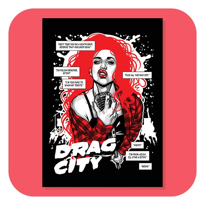 Drag City Adore Delano - Impresión en tamaño A4 para venta al por mayor de Gilles Bone Illustrations