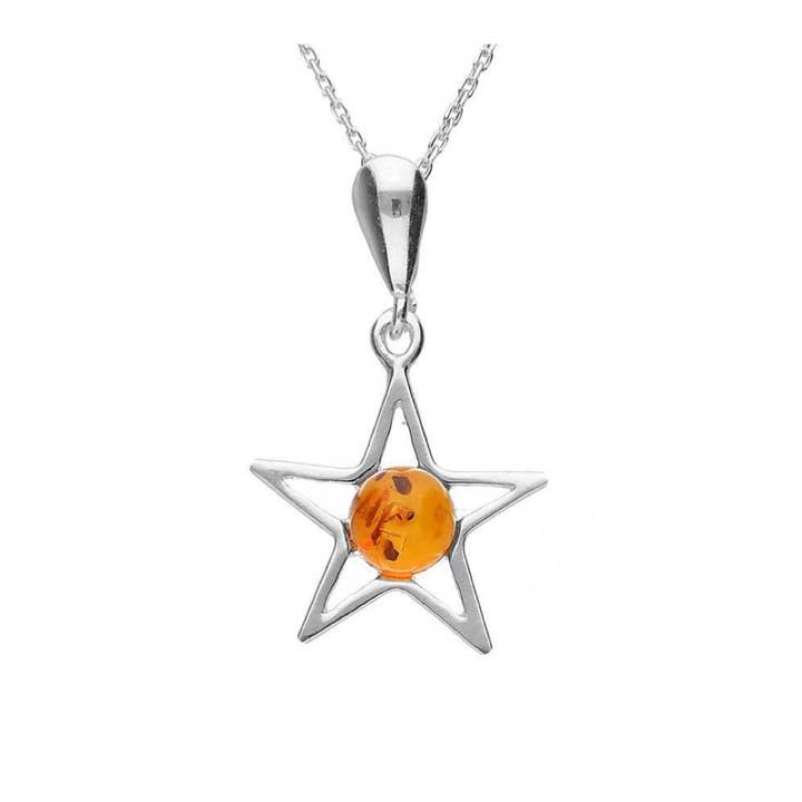 Stunning Amber Star Pendant for wholesale by Silver Jewellery Cavern Wholesale