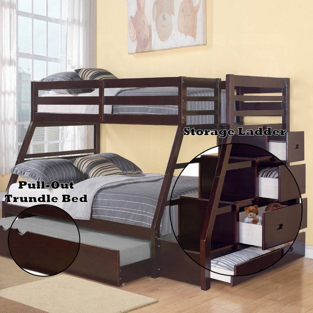 ReForm Creative Home - Wholesale Bed - Mojo Twin/Full Bunk Loft Bed W/Trundle & Storage - Expresso1