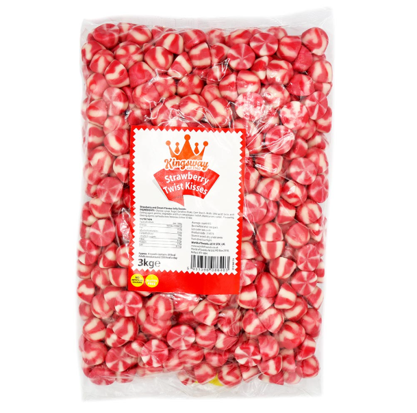 Gaffney's Sweets & Treats Wholesale – Gomas por atacado – Saco de Beijos de Morango Torcido Kingsway 3kg1