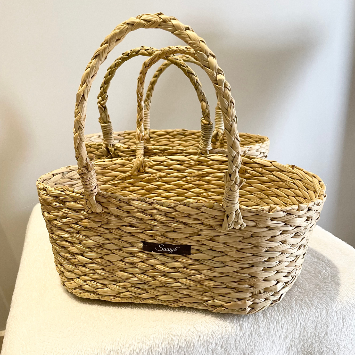 Saanjh - Wholesale Fruit Basket - Saanjh Wicker Fiber Fruit Basket - Double Secure Handle2