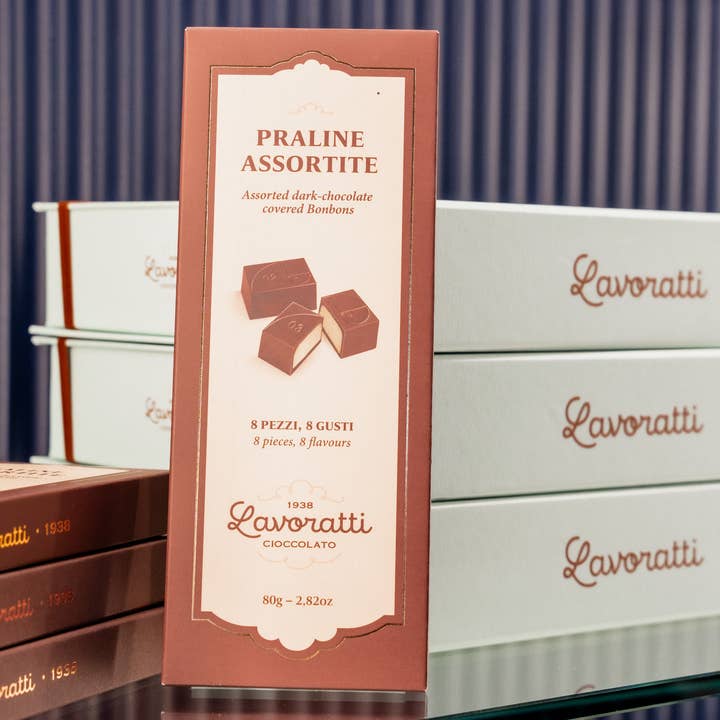 Mini-coffret de Pralines en boîte 8 pcs. pour la vente par Cioccolato Lavoratti 1938