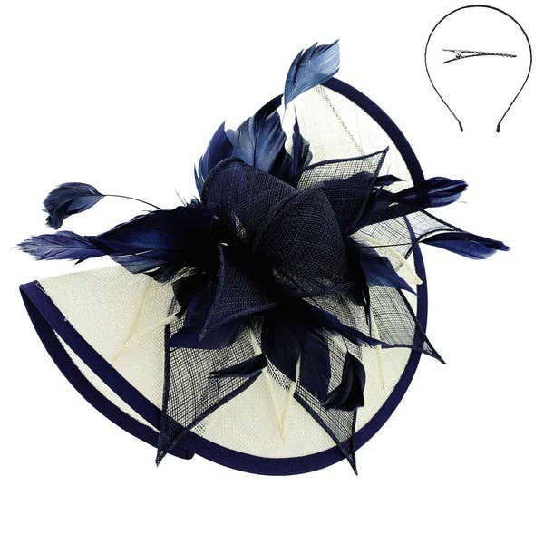 anbfashion - Vente Chapeau bibi – femme - Bandeau et pince fascinateur bicolores pliés2