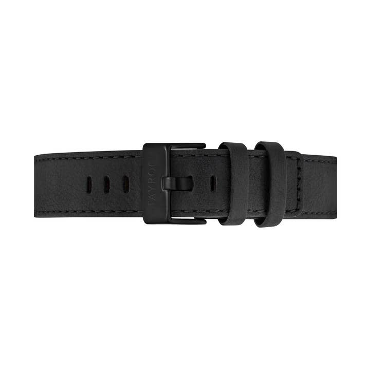 Schwarzes Lederband, mattschwarze Schnalle, 22 mm, für Armbanduhr für den Großhandel von TAYROC