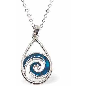 Collana Paua Shell Wave, placcata in rodio per la vendita all'ingrosso da parte di Byzantium Collection Ltd