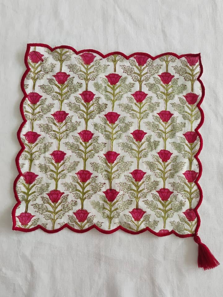 Hankerchief with a Button-hole : RED FLORAL : One Size for wholesale by Yo Baby