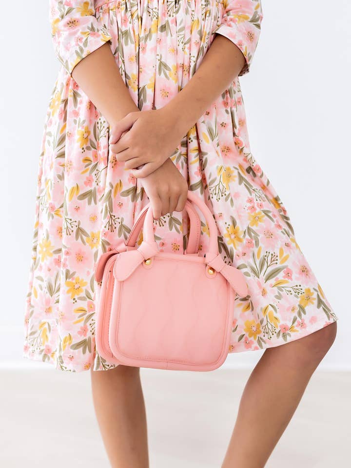 Mila & Rose - Wholesale Dress - Kids - Pretty Peachy 3/4 Sleeve Pocket Twirl Dress6
