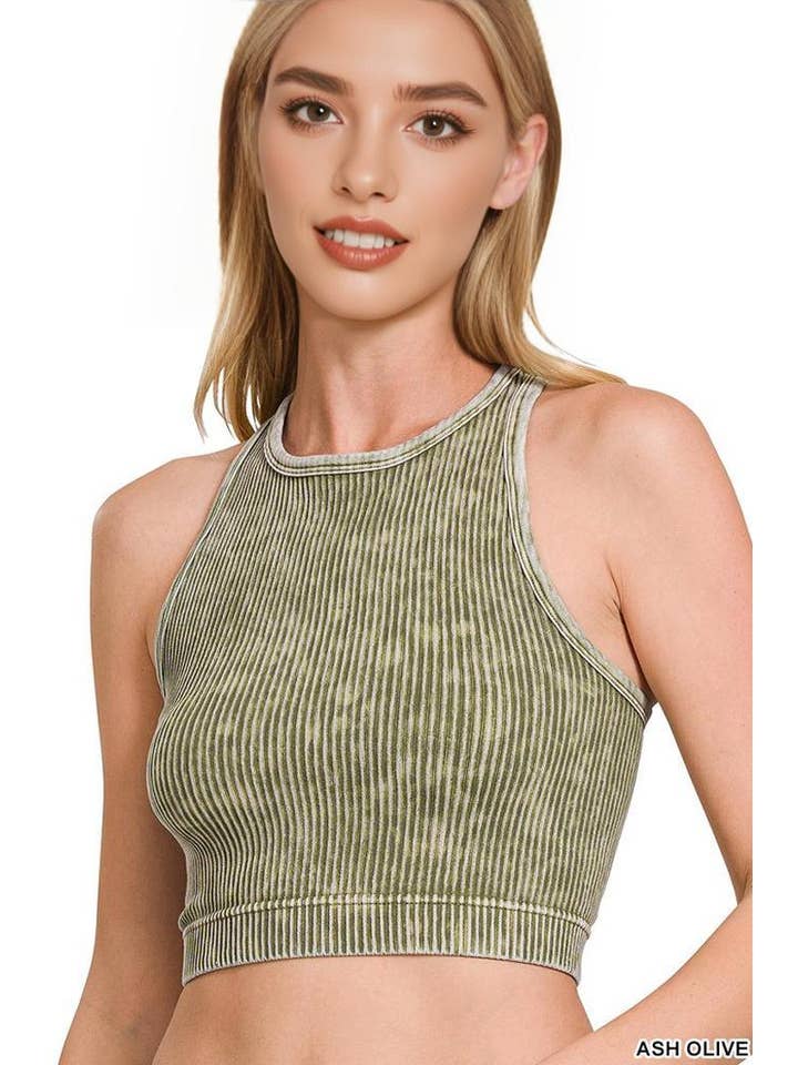 42POPS – Großhandel Tanktop – Damen – .Gewaschene Rippennaht nahtloses Halterneck-Crop-Top13