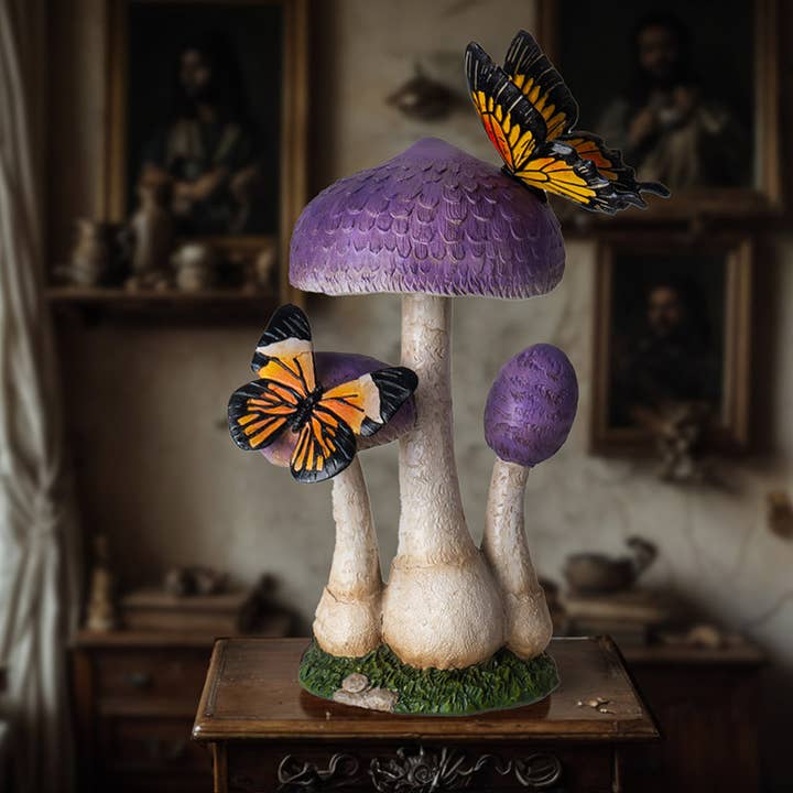 Pacific Trading - Wholesale Decorative Figurine - Toadstool Mushroom with Butterflies Home and Garden Decor