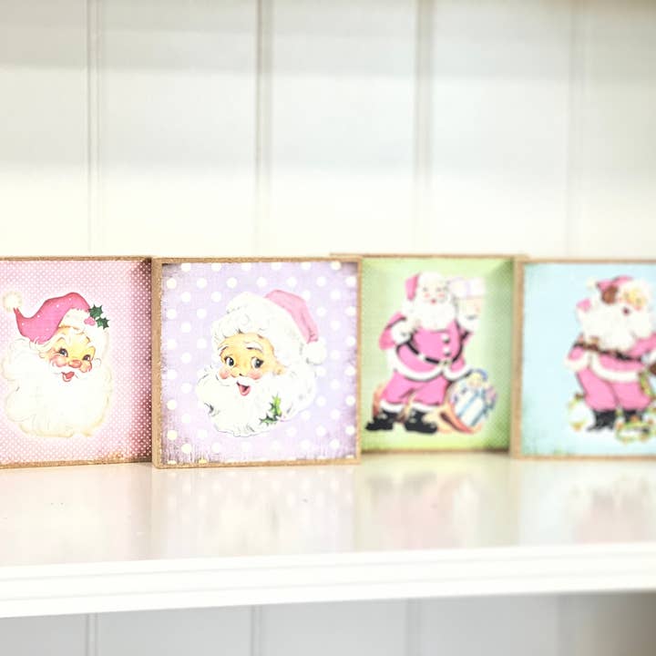 Vintage Polka Dot Santa Mini Sign Set for wholesale by Thompsons Handmade Country LLC