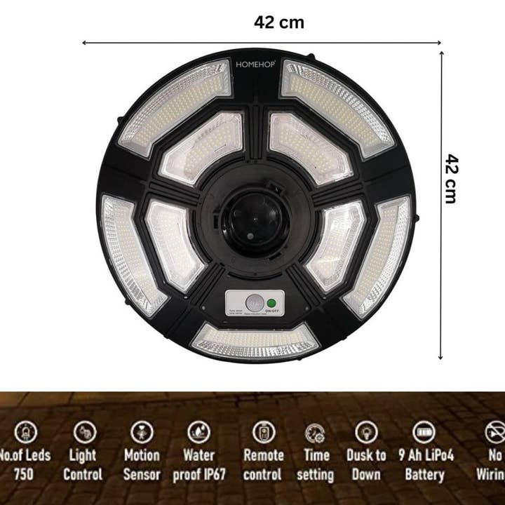 OutdoorSolarOutlet - Wholesale Outdoor/Lawn Light - 2500W Solar Outdoor Light UFO Garden Pole And Wall Street Lights For Home, Yard, Farmhouses with Remote7