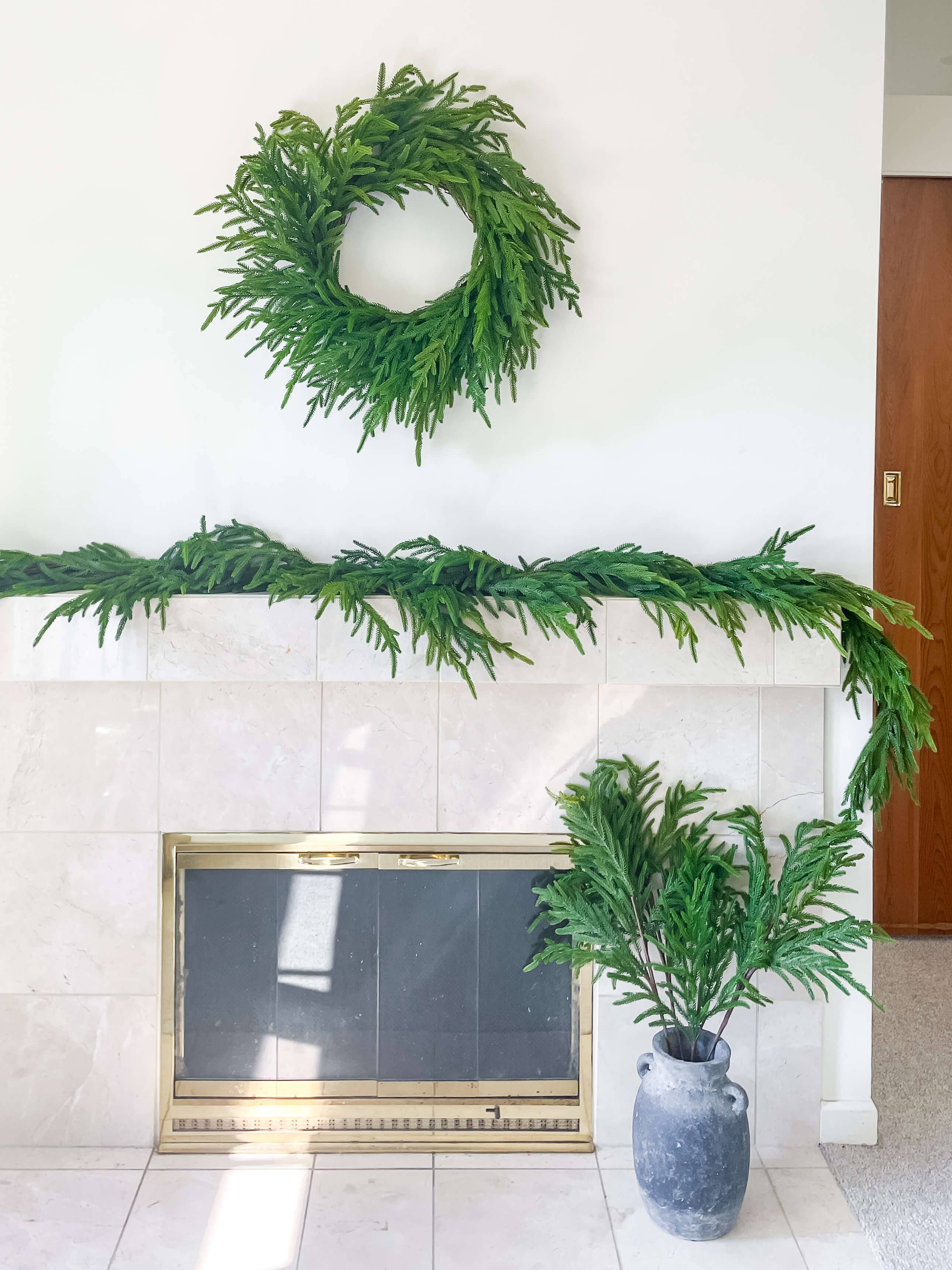 Hycroft Home Decor - Wholesale Wreath - Norfolk Pine Real Touch Faux Christmas Wreath 26"1