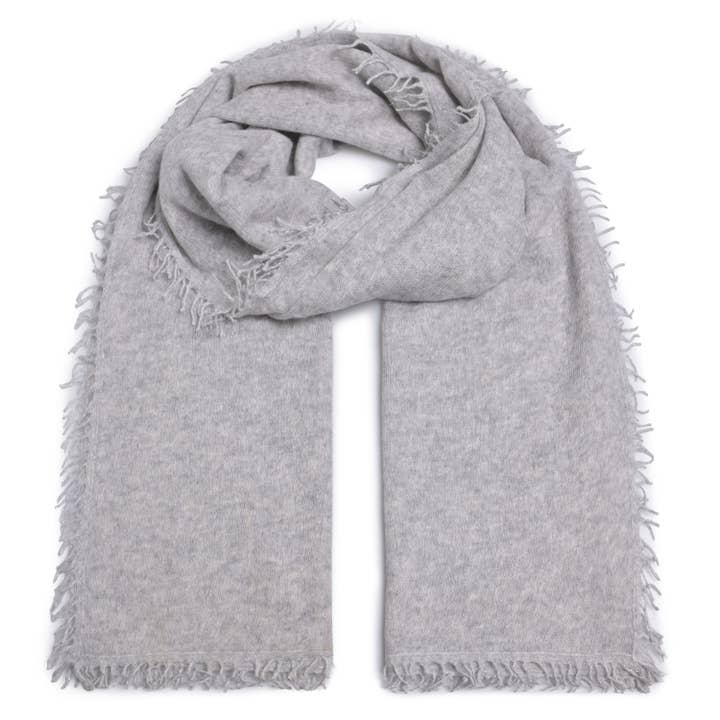 Bufanda de cachemira Bifeli-CS con lurex en gris piedra jaspeado para venta al por mayor de cute stuff GmbH