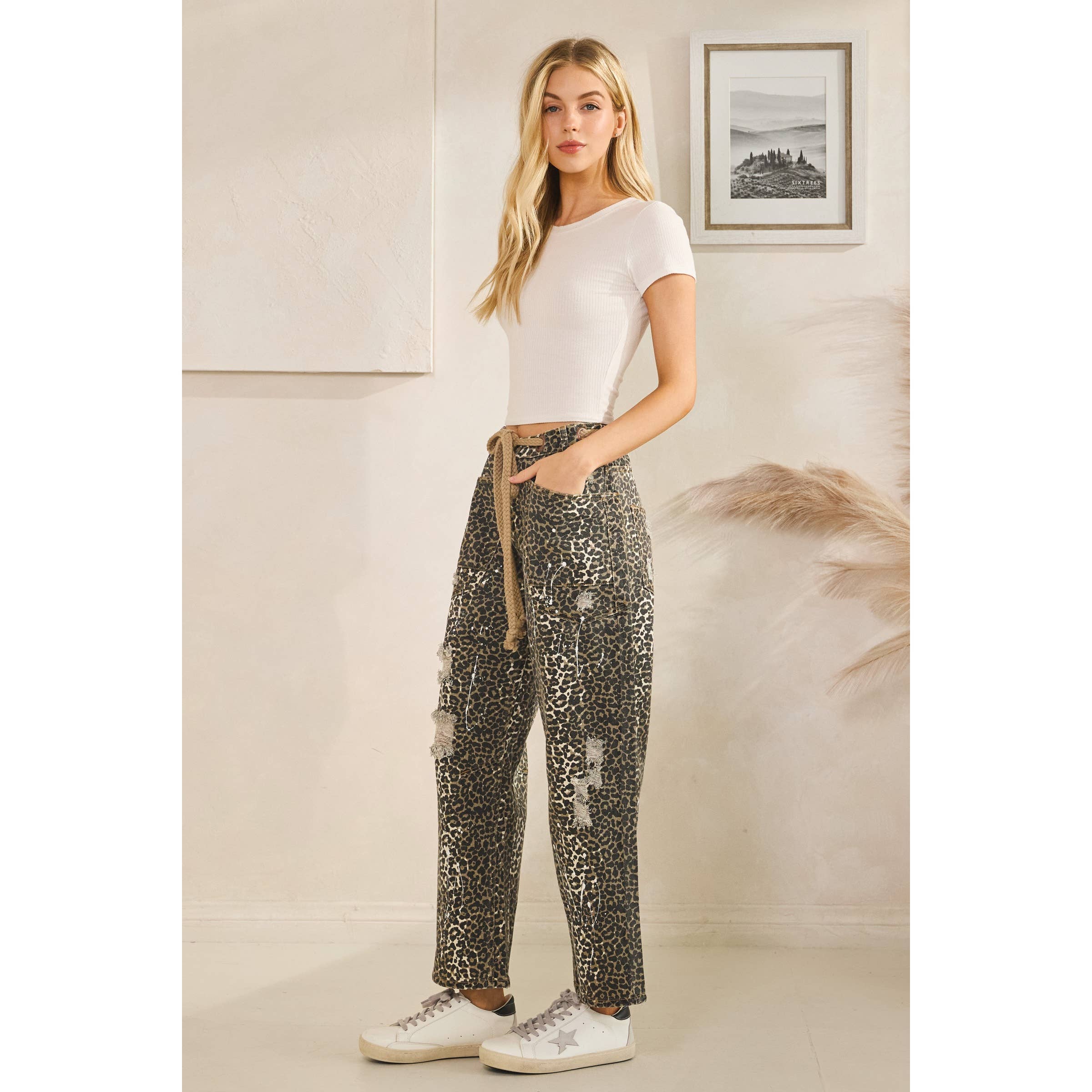 LÉOPARD MOKA PANTALON CAMOUFLAGE DÉLAVÉ ET USÉ en vente sur Faire5