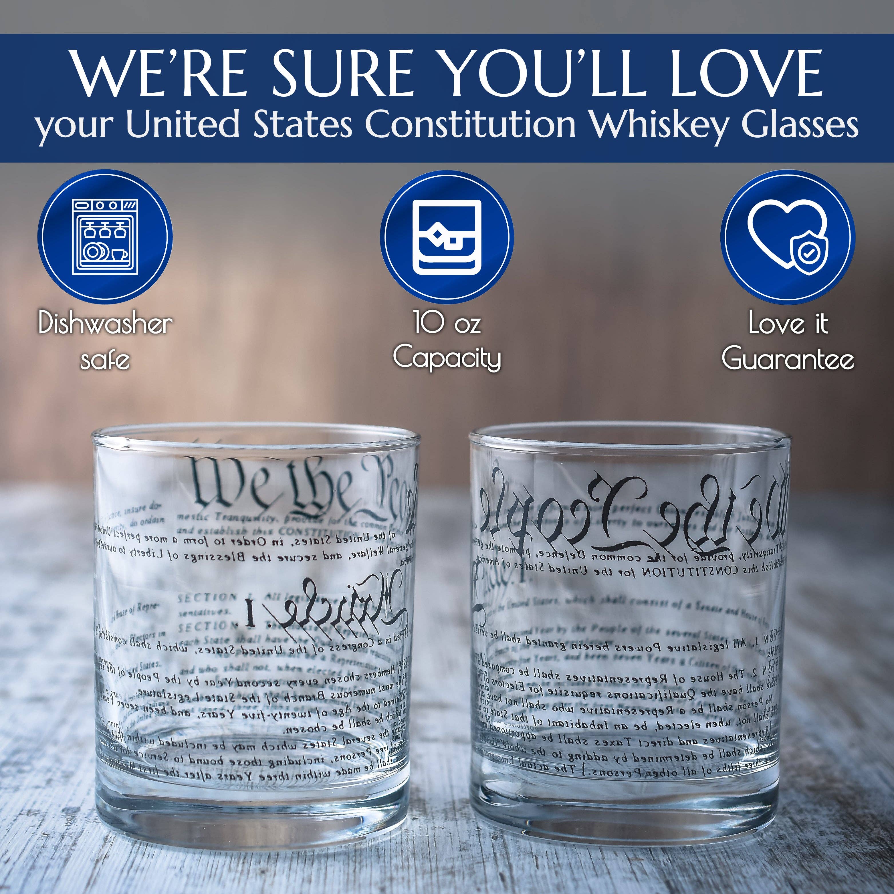 Greenline Goods - Wholesale Cocktail/Liquor Glass - United States Constitution + Declaration Whiskey Glasses (Set of 2)2