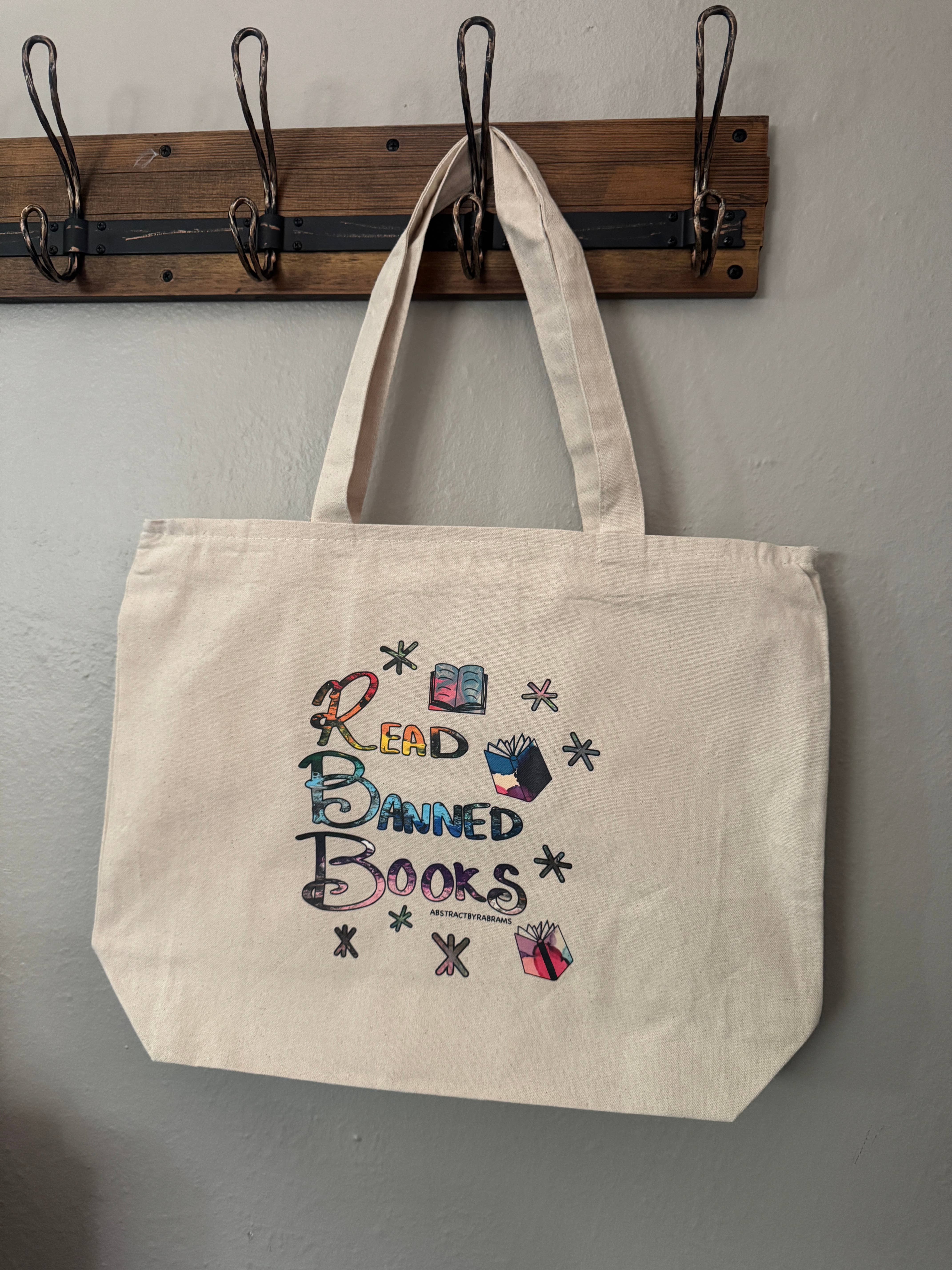 AbstractbyRabrams - Wholesale Tote Bag - Unisex - Read Banned Books Tote Bag XL Tote Bag with Zipper3