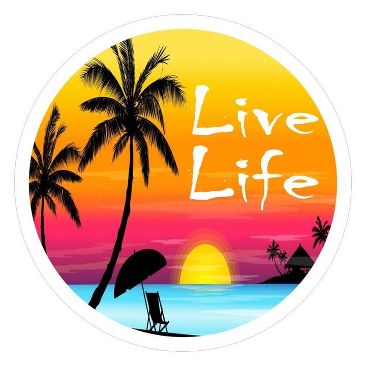 Live Life Beach Sunset White Spare Tire Cover for wholesale by Dirty Acres