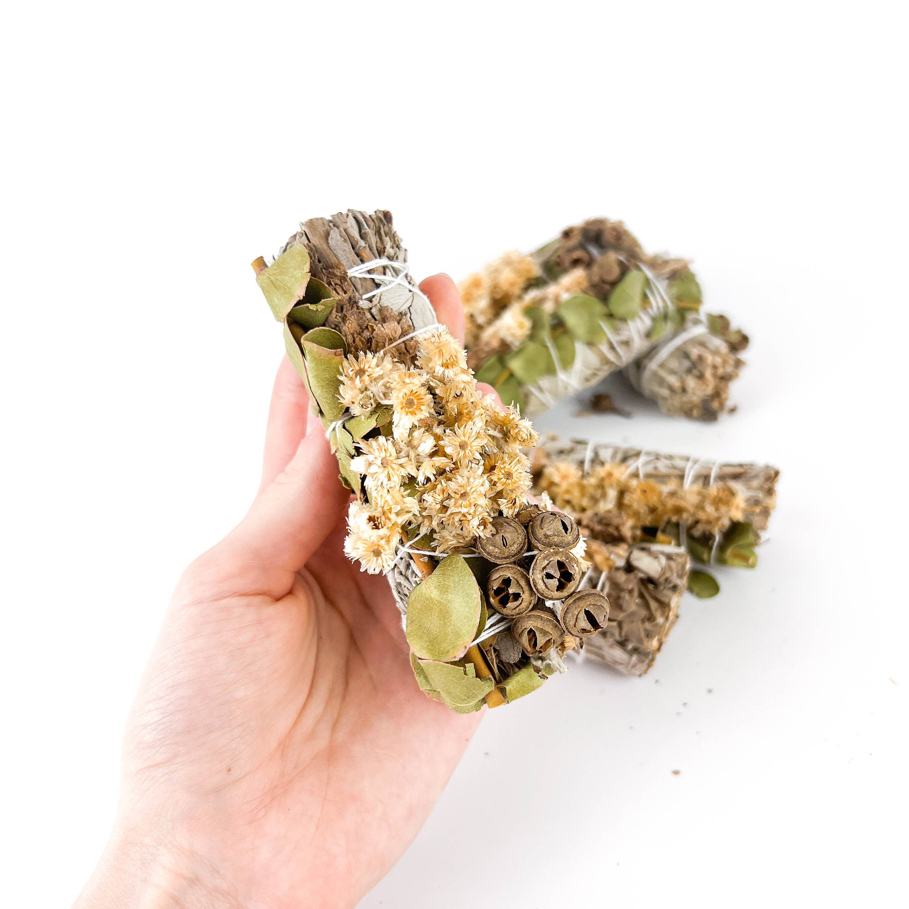 GREENROOTS USA LLC - Wholesale Sage Bundle - White Sage, Lavender & Eucalyptus Dollar Sage 4"10