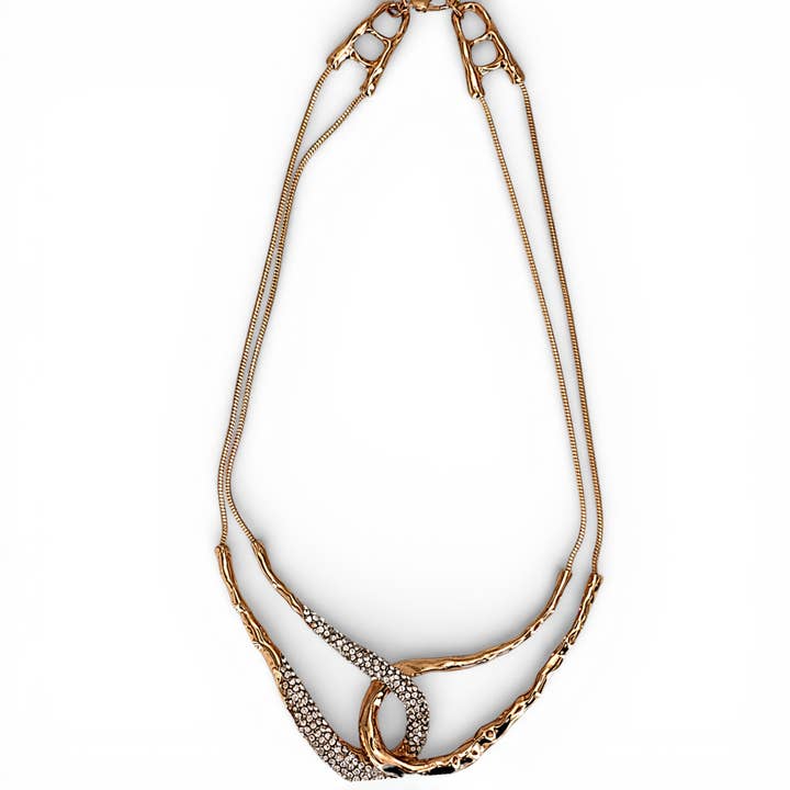 Collar de Bucle Infinito entrelazado esculpido | Oro Vintage para venta al por mayor de Bijoux Envie Statement Jewelry