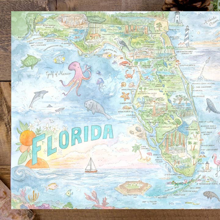 Hiker Booty - Wholesale Art Print - Florida State Map 8"x10" Art Print