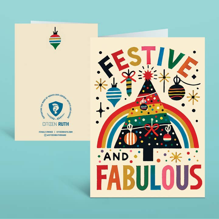 Festive and Fabulous Holiday card for wholesale by Citizen Ruth