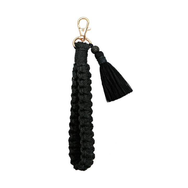 Assorted Macrame Flat Square Knot Wristlet Keychain with Tassel for wholesale on Faire6