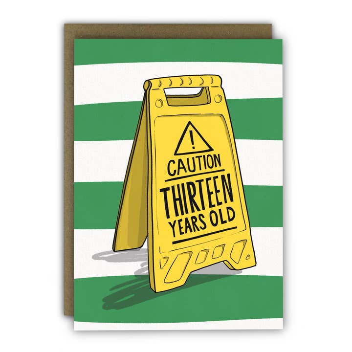 Tarjeta de cumpleaños divertida para él de 13 años - ¡Señal de precaución! para venta al por mayor de RUNNING WITH SCISSORS