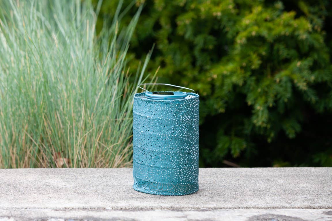 Allsop Home & Garden - Wholesale Outdoor/Lawn Light - Stella Cylinder 7.5" Solar Lantern - Metallic Emerald5