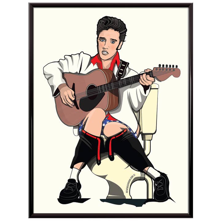 Elvis Presley on the Toilet Print for wholesale by In The Washroom