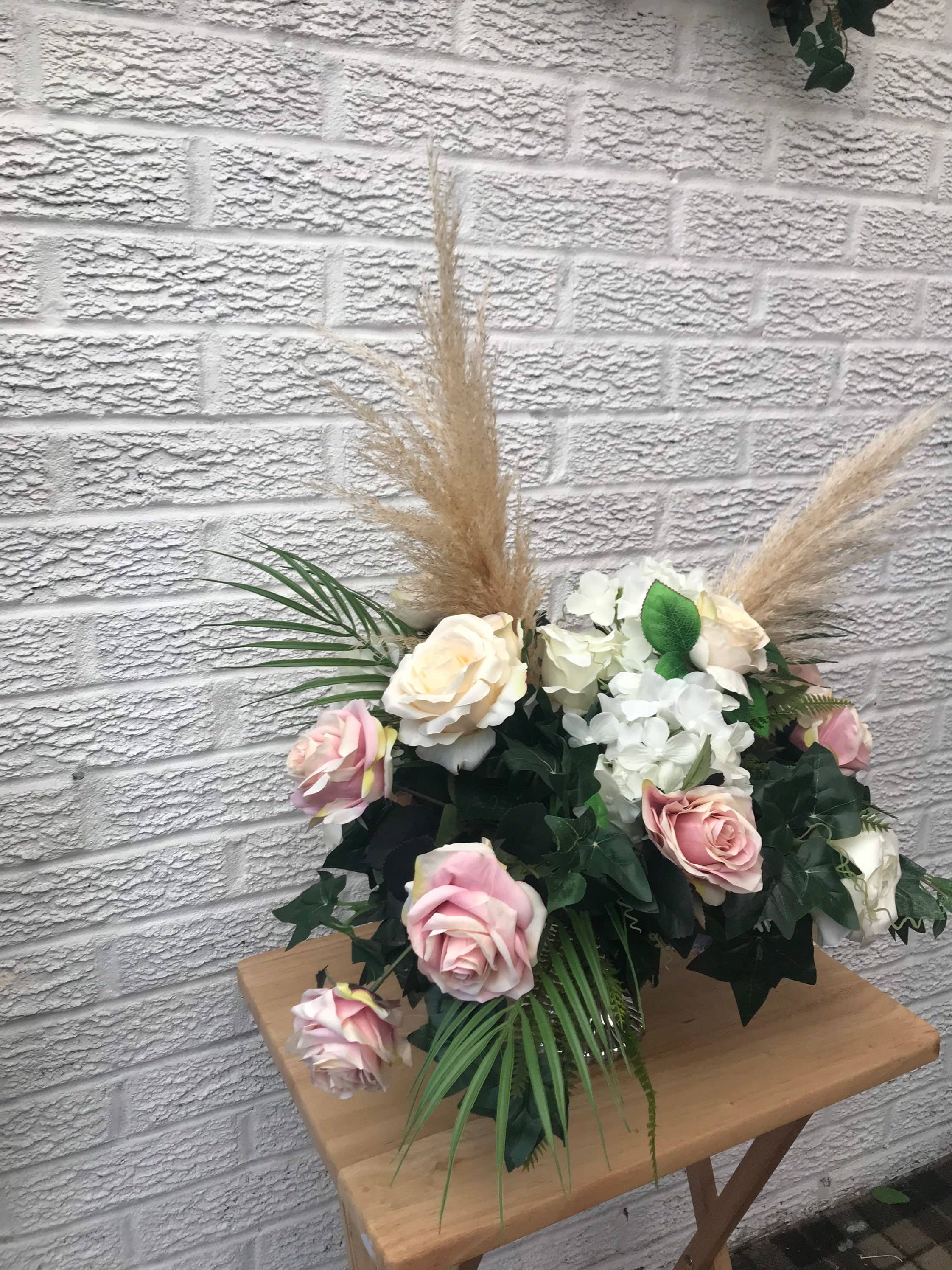 IVY CRUZ – Arco de bandeirinhas por atacado – Pampas Garland, Grinalda de Flores de Pampas, Flor de Casamento5