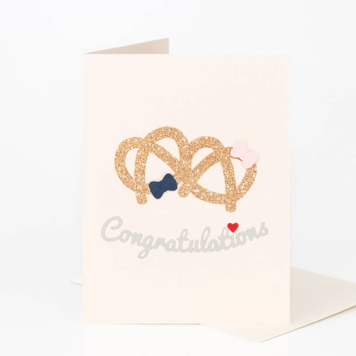 Tying the Knot Pretzel Card for wholesale by Andoria Paper