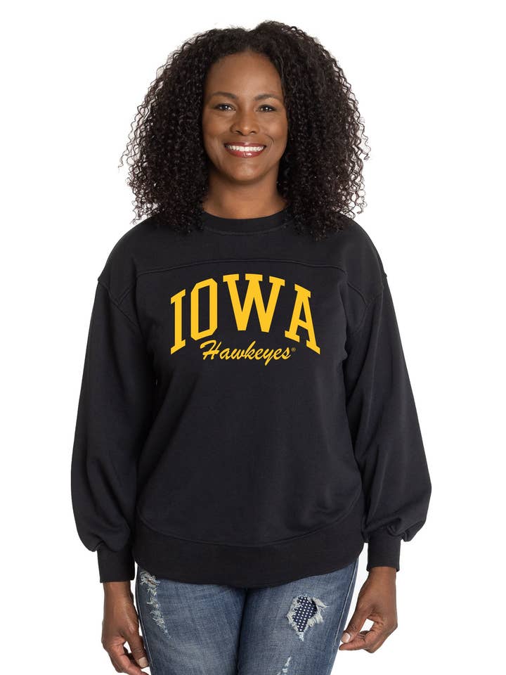 Iowa Hawkeyes Yvette Crewneck Sweatshirt for wholesale by Flying Colors Apparel